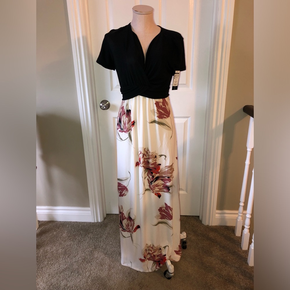 INC International Concepts Floral Maxi Dress with Black Top